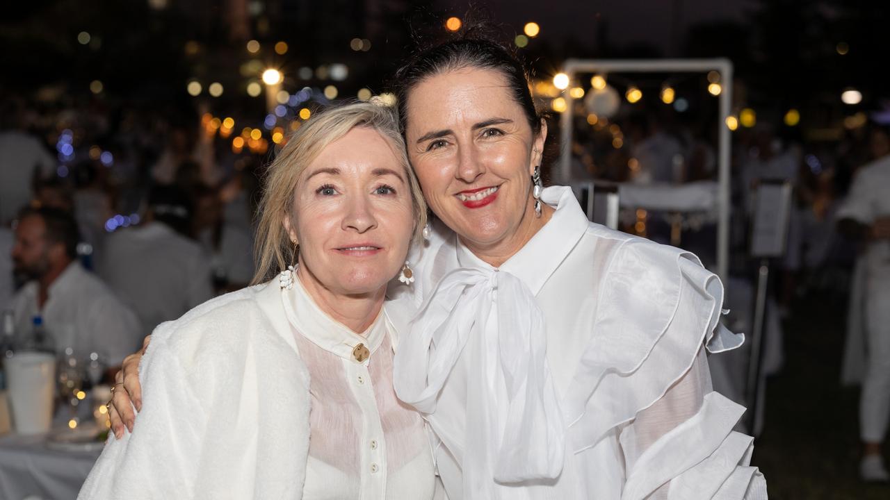 Nancy Weber and Nicole Anderson. The Pulse for DÃ&#131;Â®ner en Blanc Gold Coast at Broadbeach Park on April 22, 2023. Picture: Celeste Humphrey