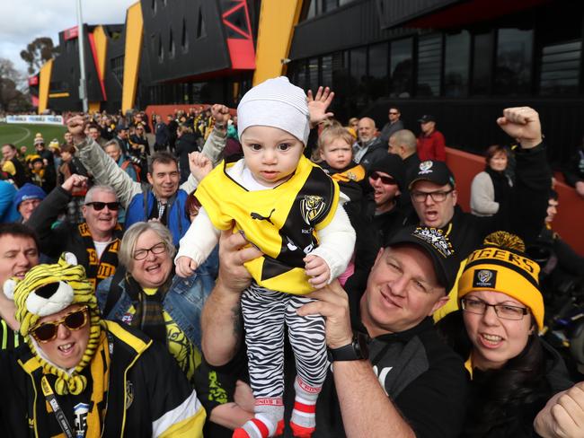 Five-month-old Tigers fan Scarlette. Picture: Alex Coppel