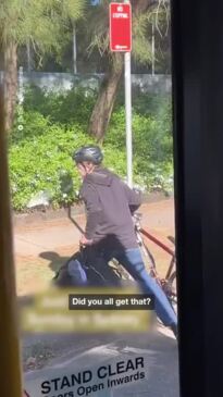 Cyclist smashes the window of a bus in horrifying Sydney road rage attack