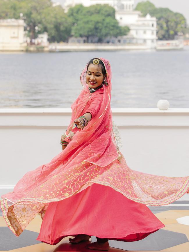 A vibrant welcome at Taj Lake Palace in Udaipur. Picture: Elise Hassey.