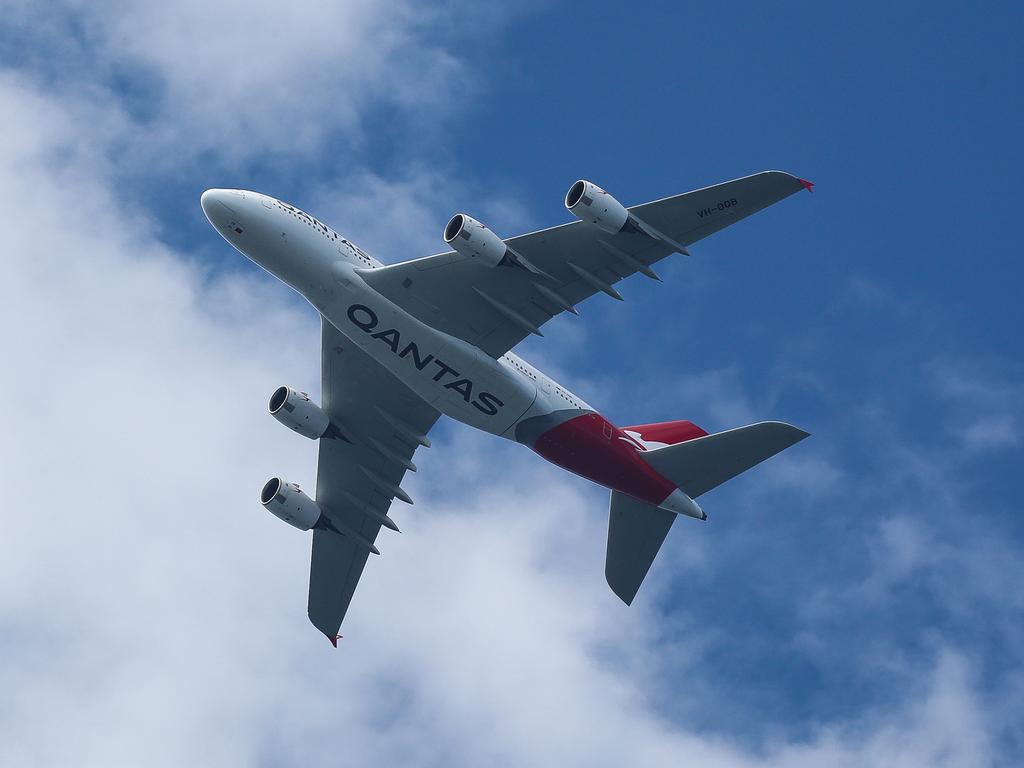 SYDNEY, AUSTRALIA - NewsWire Photos, NOVEMBER 09 2021: A view of the Qantas A380 returns to the skies and flies in over Sydney Harbour today. Picture: NCA Newswire / Gaye Gerard