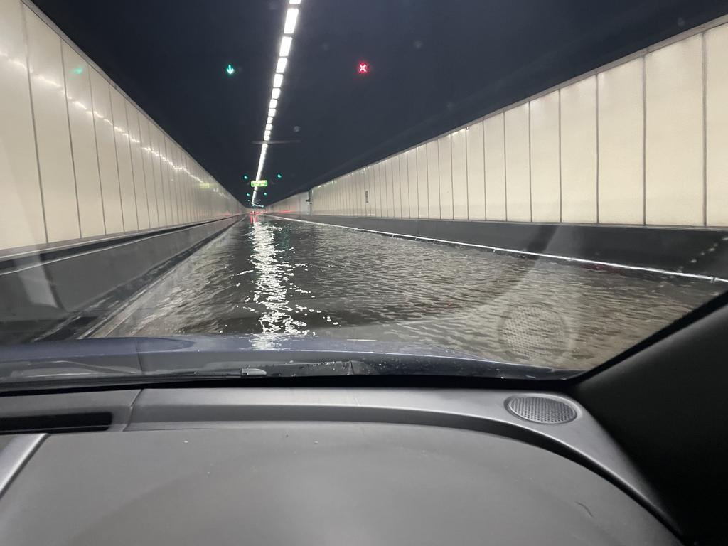 Flooding in Sydney’s the airport tunnel about 7.30am Saturday.