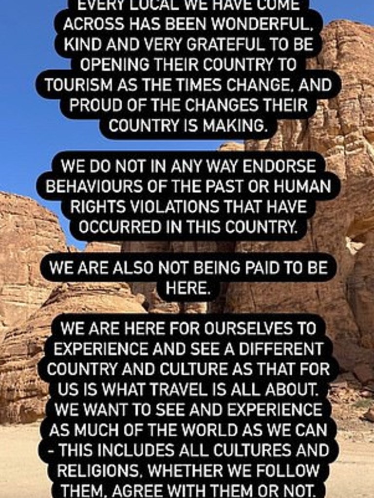 He said they were ‘not paid’ and don’t in any way endorse ‘behaviours of the past or human rights violations that have occurred in this country’. Picture: Instagram/leeroyelliott