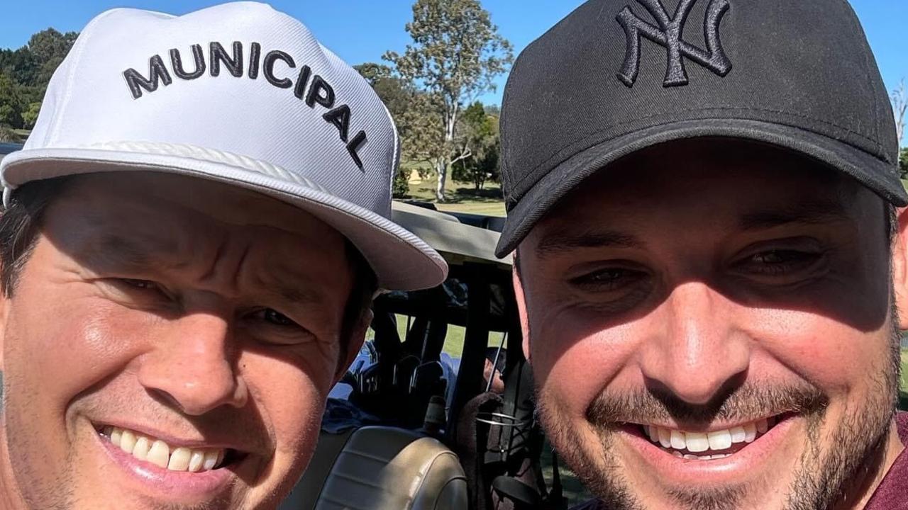 Mark Wahlberg with Gold Coaster Drew Hankin at the Grand golf course