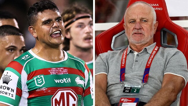 Latrell Mitchell left and Graham Arnold right.