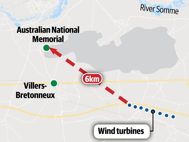 A map of the proposed wind farm, just 6km from the Australian National Memorial.