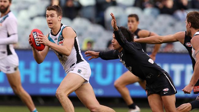 Jack Trengove on his debut for the Power. Picture: Michael Klein.