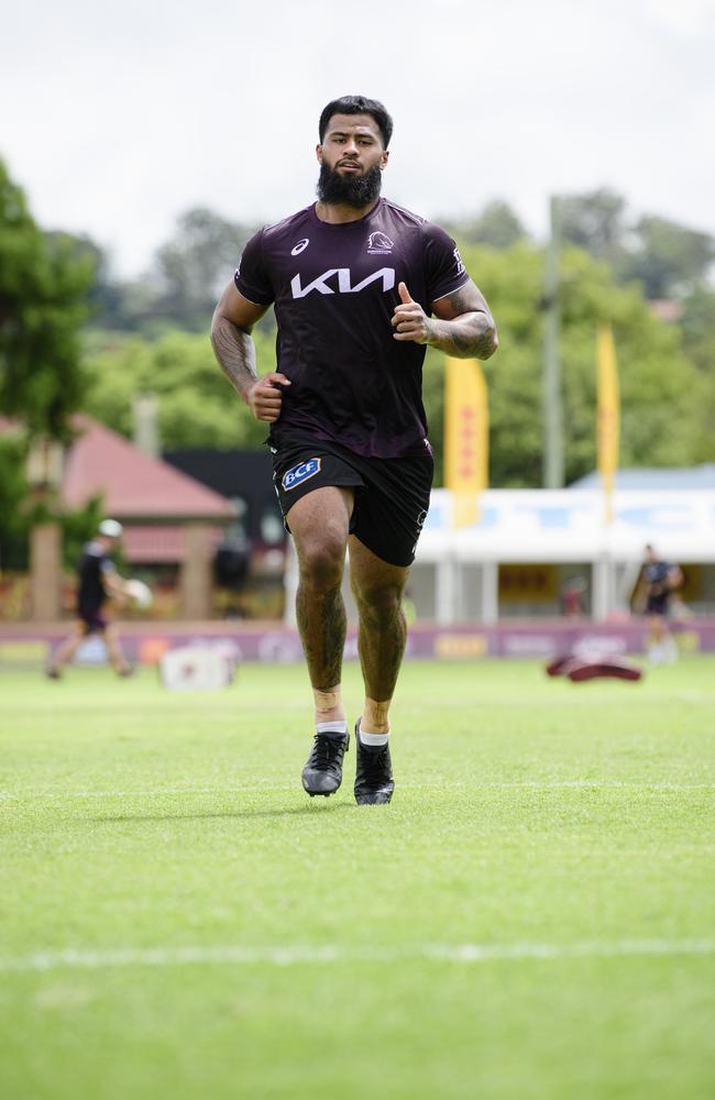 Payne Haas at the Brisbane Broncos Captain's Run and Toowoomba Fan Day at Toowoomba Sports Ground, Saturday, February 15, 2025. Picture: Kevin Farmer