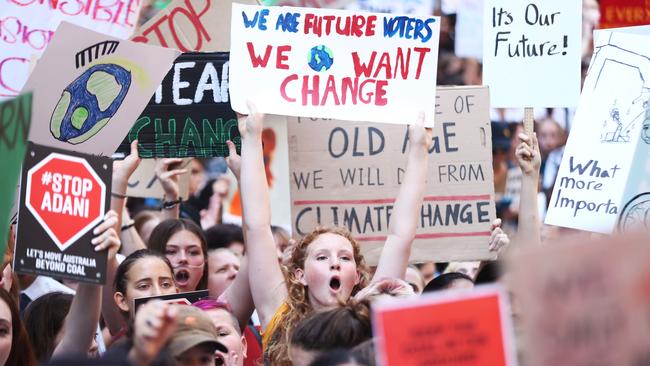 Climate strike...  Students at last year’s protest in Martin Place. Picture: Getty