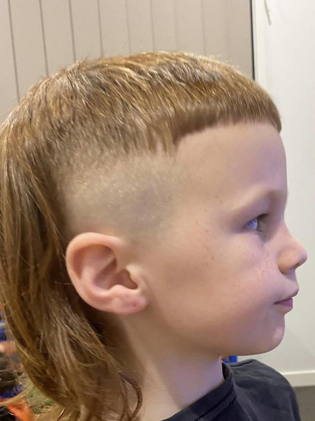 Six-year-old Cruz from Gunnedah, has the coolest mullet in the area: red-hot and deadly.