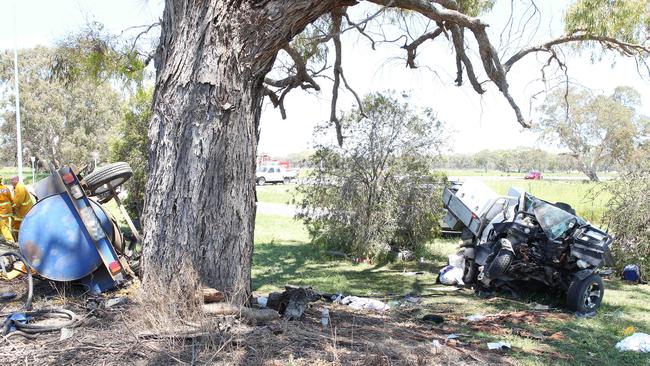 The devastating scene on the Riddoch Highway, Penola. Picture: Stephen Laffer