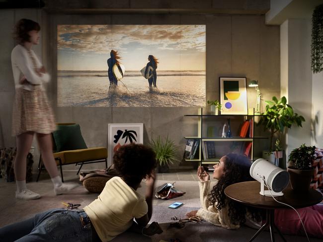 Samsung's highly mobile projector, The Freestyle, can show movies up to 100 inches in size.