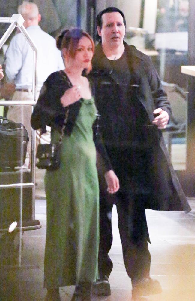 Marilyn Manson and his wife Lindsay Usich make a very rare outing to grab dinner in Hollywood. Picture: GIO/AB/Backgrid