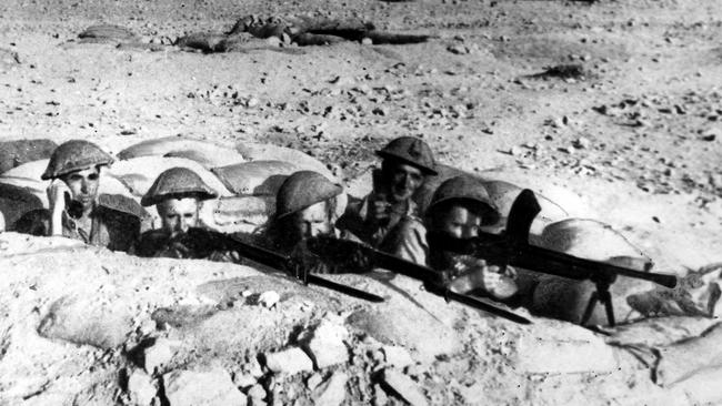 Australia’s "Rats of Tobruk" shoot from a trench on the edge of the strategically important city. Pictures: Supplied