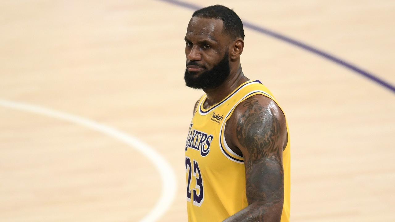 LeBron James starred in double overtime to lead the Lakers to a 135-129 win over the Detroit Pistons. Picture: Harry How
