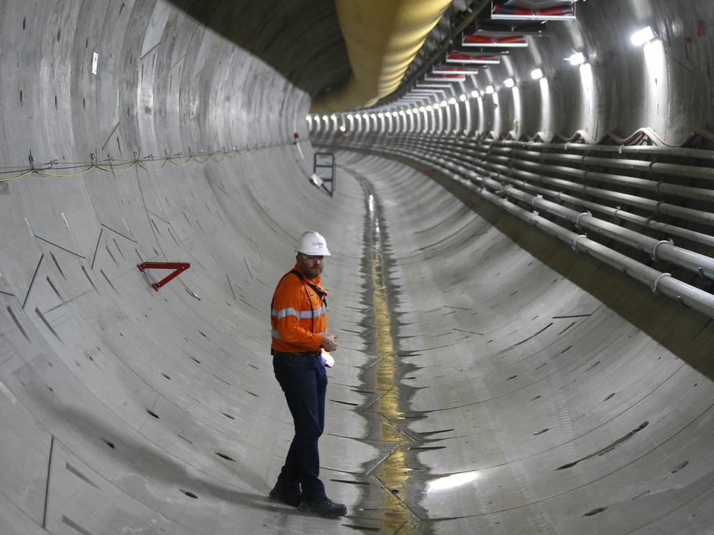 Bella Vista Project Manager, Tim Burns, in the North West Rail Link tunnel near Bella Vista. The North West Rail Link is underway and TBM Elizabeth has cut through 1092metres of earth travelling East from Bella Vista. Picture: Bradley Hunter