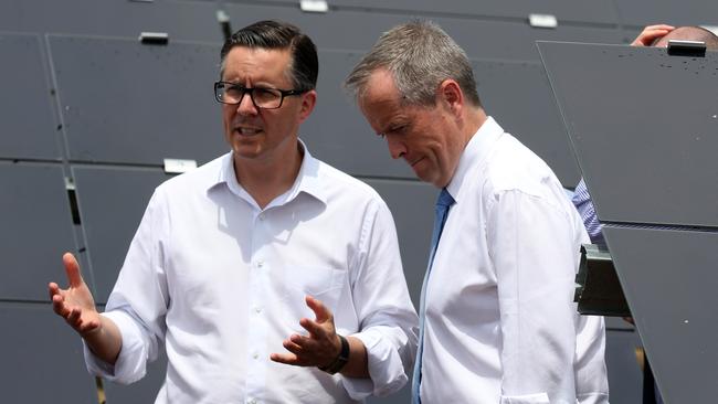 Opposition climate spokesman Mark Butler with Opposition Leader Bill Shorten. Picture: Kelly Barnes