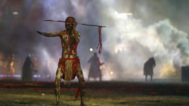 A scene from last night’s 2018 Commonwealth Games opening ceremony. Photo: AP