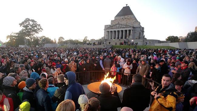 The sun rises at the Shrine. Picture: Hamish Blair