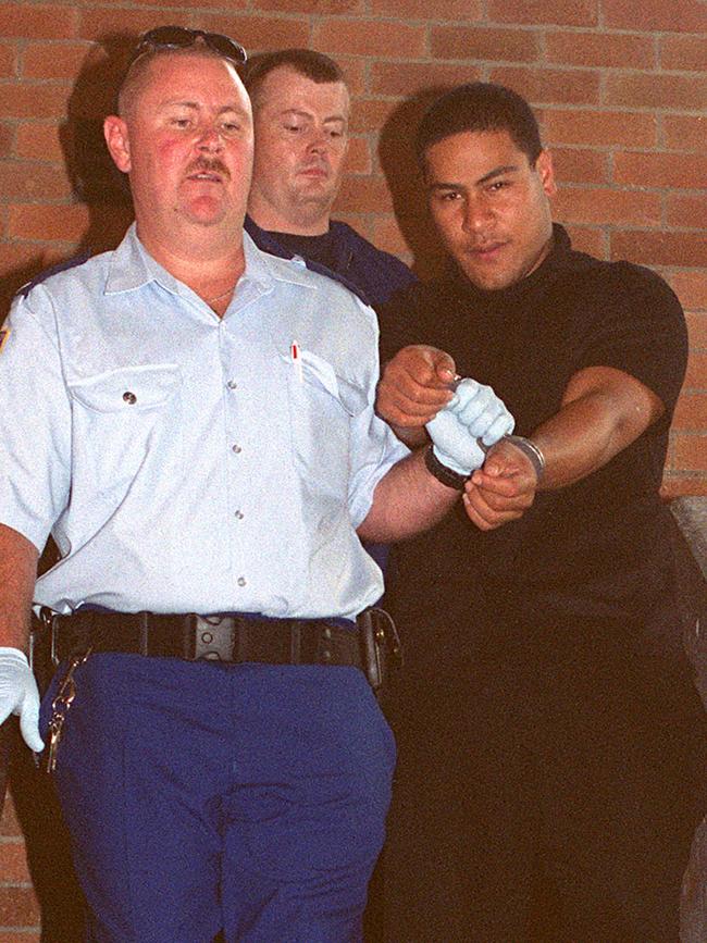 NSW police officers escort man Sione Penisini from court. The killer was said to have wooed Amy Connors “for months”.