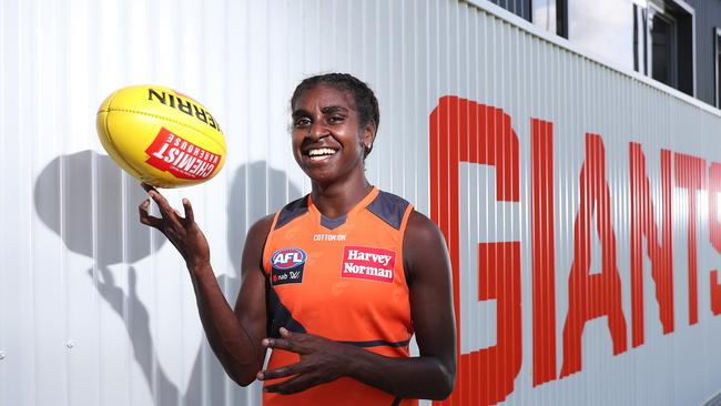 Delma Gisu is hoping to be the first Torres Strait Islander women to play for the Giants. Pic: Brett Costello