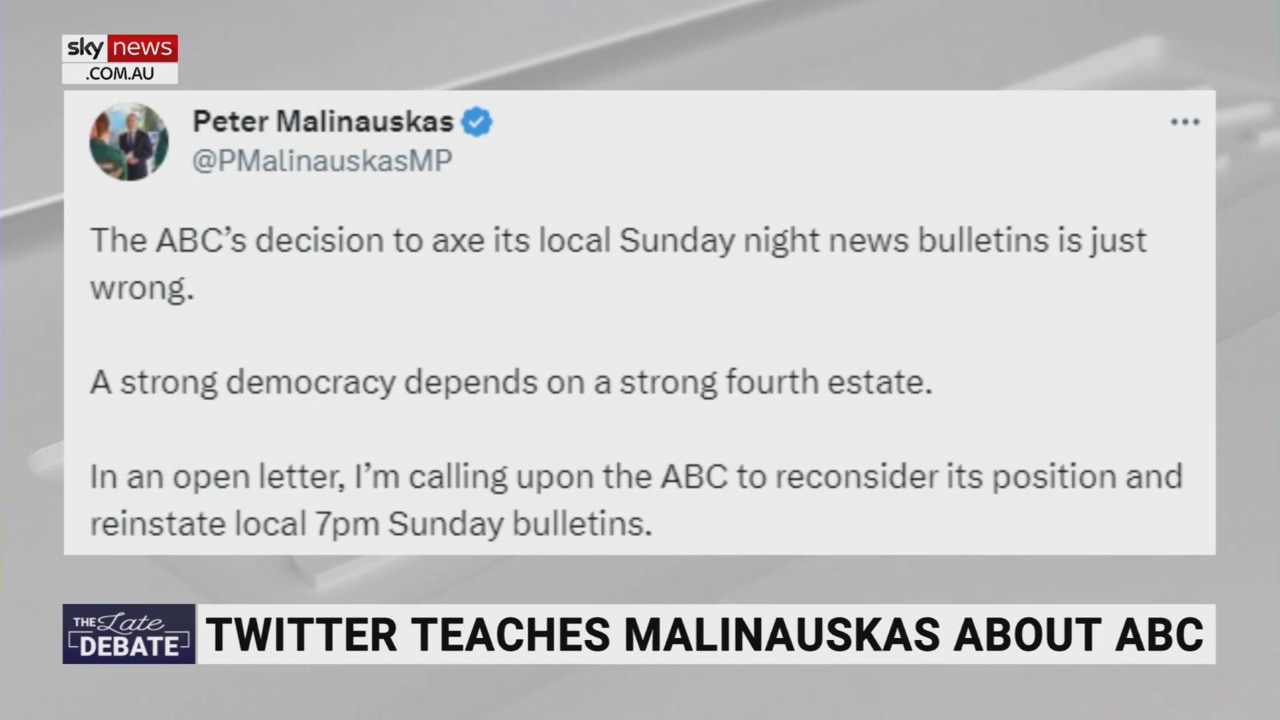 Peter Malinauskas complains about ABC axing Sunday news bulletin