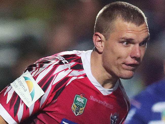 Manly's Tom Trbojevic during NRL match Manly Sea Eagles v Canterbury Bulldogs at McGrath Foundation Stadium. Picture. Phil Hillyard