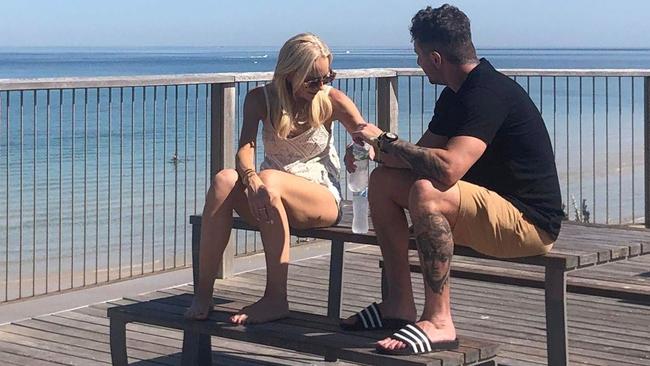 Carrie Bickmore was spotted having coffee with her radio co-host, comedian Tommy Little, at The Kiosk at Somerton on Wednesday morning. Picture: Supplied