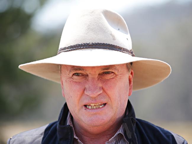 Federal MP for New England Barnaby Joyce speaking to the media at the marshaling area just outside the small town of Wytaliba on the 10th of November 2019. Bushfires ripped through the small town of Wytaliba on the 8th of November, where two people died. Photographer: Adam Yip