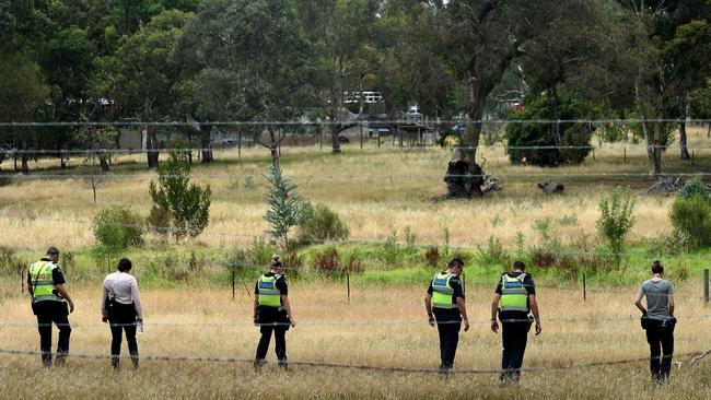 Police conducting a search after Aiia Maasarwe’s body was found near Polaris shopping complex. Picture: Nicole Garmston