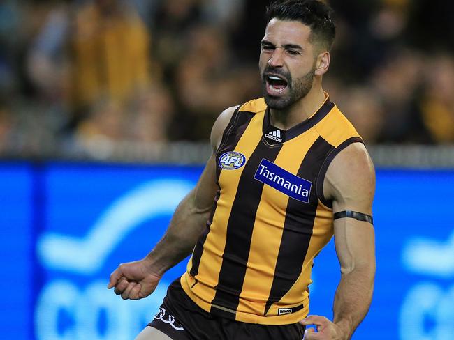 Paul Puopolo celebrates one of his five goals. Picture: Wayne Ludbey