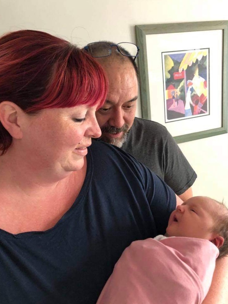 Danni Andrews and her husband, Troy, with baby Evie. Picture: Supplied