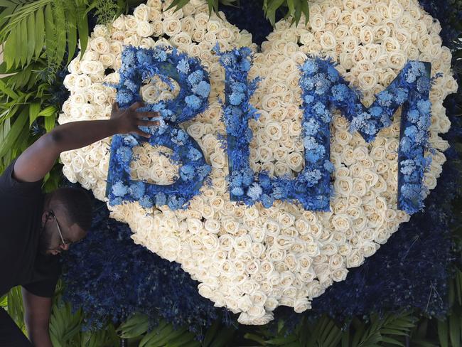 Flowers are delivered to a public memorial for George Floyd in Houston. Picture: AP