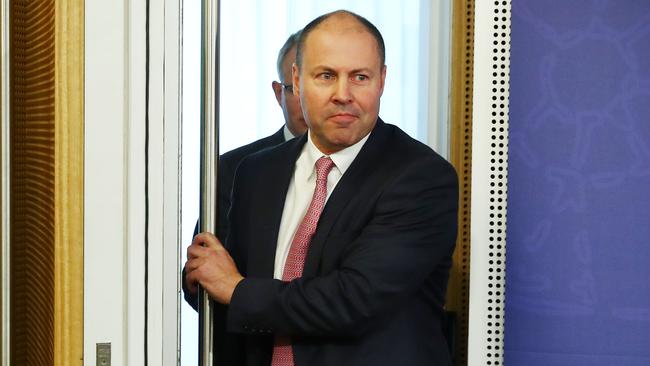 Treasurer Josh Frydenberg at the release of the ACCC report into Google and Facebook in Sydney yesterday. Picture: John Feder