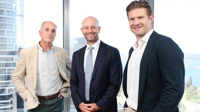 ACA powerbrokers Greg Dyer, Todd Greenberg and Shane Watson meet to rubber stamp the union’s new chief executive. Picture: Richard Dobson