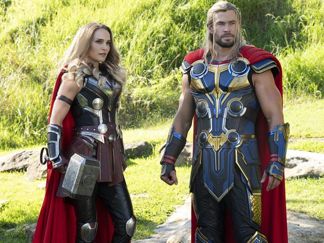 Natalie Portman and Chris Hemsworth in Thor: Love and Thunder. Picture: Marvel Studios