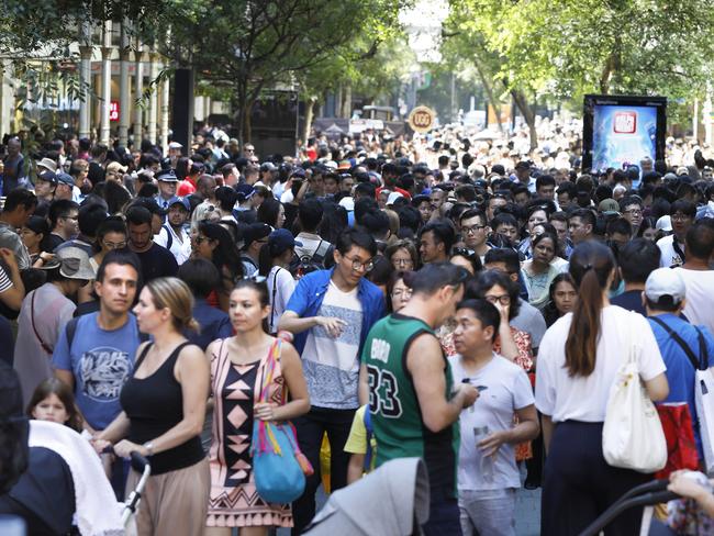 Boxing Day Sales in Sydney. Shoppers crowd Pitt St Mall. Picture Chris Pavlich for The Australian