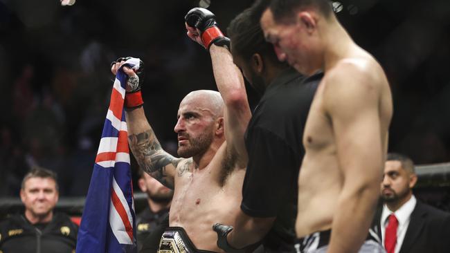 Alexander Volkanovski after defeating Chan Sung Jung at UFC 273. Picture: James Gilbert/Getty Images