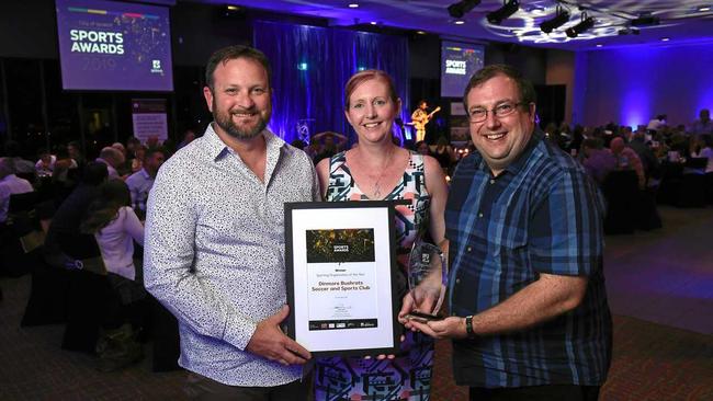 The Dinmore Bushrats Soccer and Sports Club was honoured with the Sporting Organisation of the Year award. Picture: Rob Williams