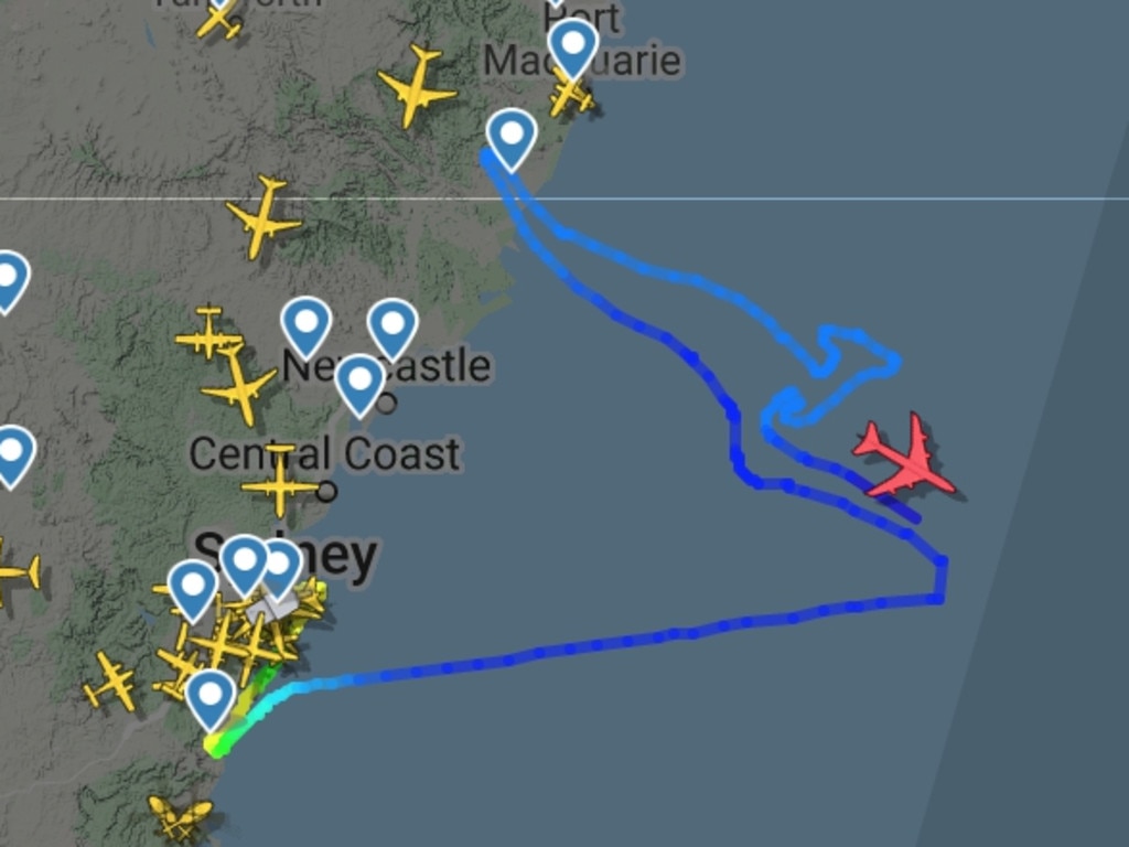 A flight tracking website shows the last Boeing 747 is flying in the shape of a kangaroo.