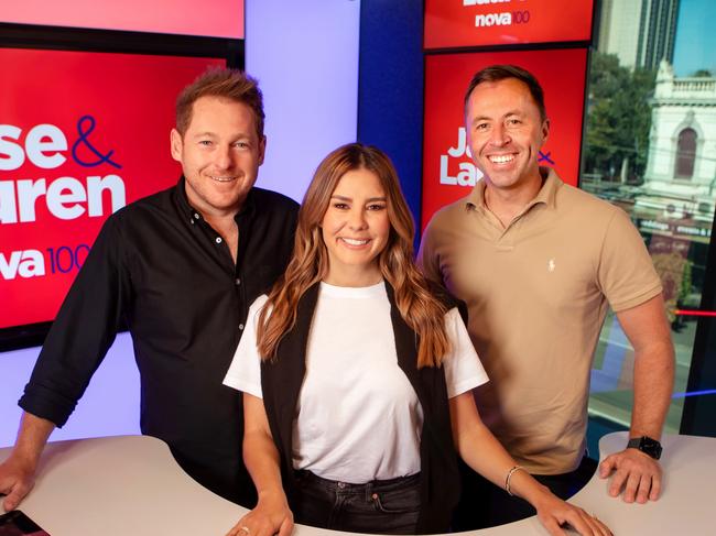 Jase Hawkins, Lauren Phillips and Clint Stanaway are the new Nova 100 Breakfast team. Pictured March 2024.Picture: Supplied/Nova