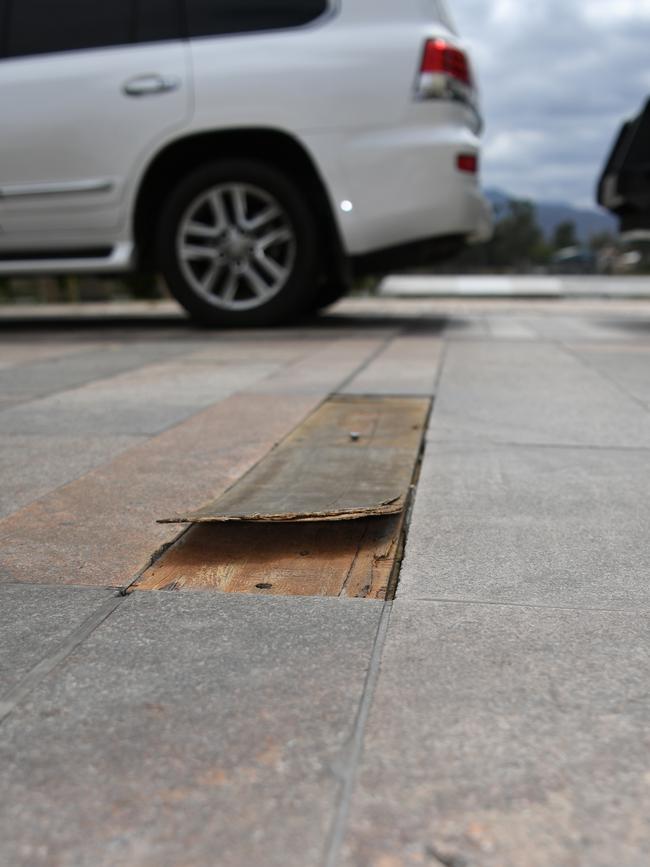 Screw sticking out of repairs on Quay Street.