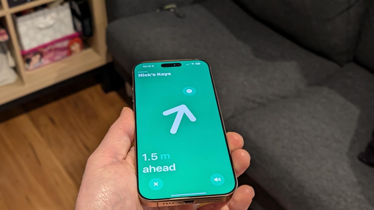 You iPhone will point you exactly to where your AirTag is located. Picture: Nick Broughall.
