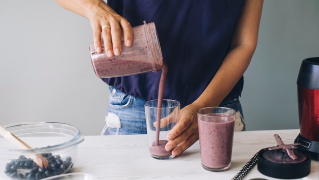 A cup of cow’s milk contains 8g of protein, making it a better choice for smoothies. Image: Getty