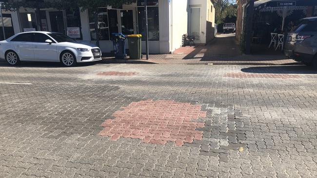 Patchy paving on King William Rd, Hyde Park. Picture: Eugene Boisvert                        <a class="capi-image" capiId="5fe50a72eb5f40dd7e3dc08430592019"></a>