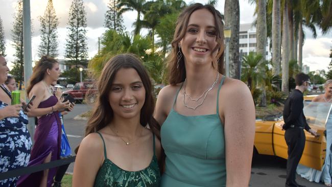 Alicia Hutchings and Mantana Fields at the Sarina State High School formal at the MECC, Mackay, on Thursday November 19. Picture: Zizi Averill