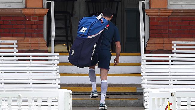 Jimmy Anderson leaves Lord’s early in the lead-up to the irish Test match.