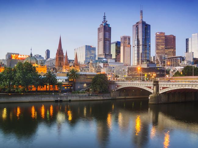 Melbourne's skyline at dusk.Escape 27 August 2023Twin Share - Neil WhitakerPhoto - Getty Images