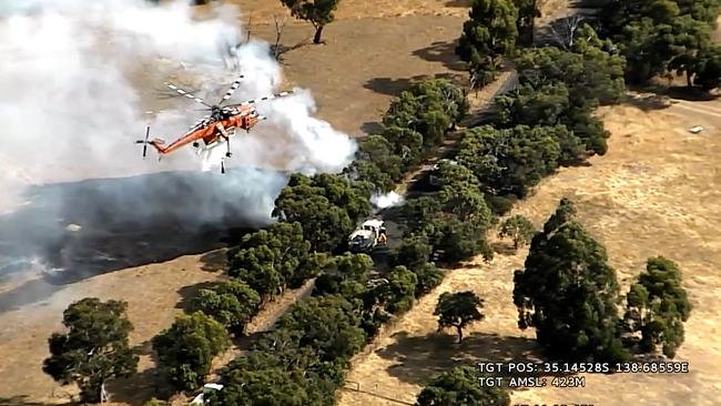 Thermal imaging cameras capture firefighting efforts in the Cherry Gardens blaze. Pic: supplied