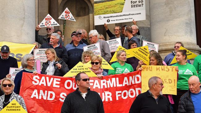 Farmers rally against the Bill this week on Parliament House’s steps. Picture: Tom Huntley